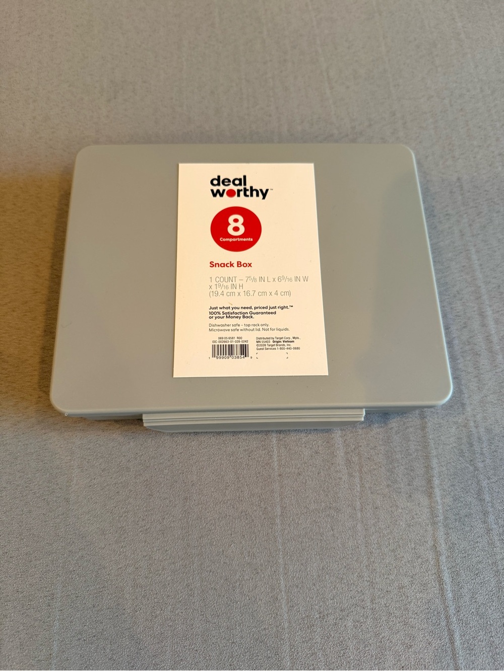 Gray Snack Box - 8 Compartment Food Storage